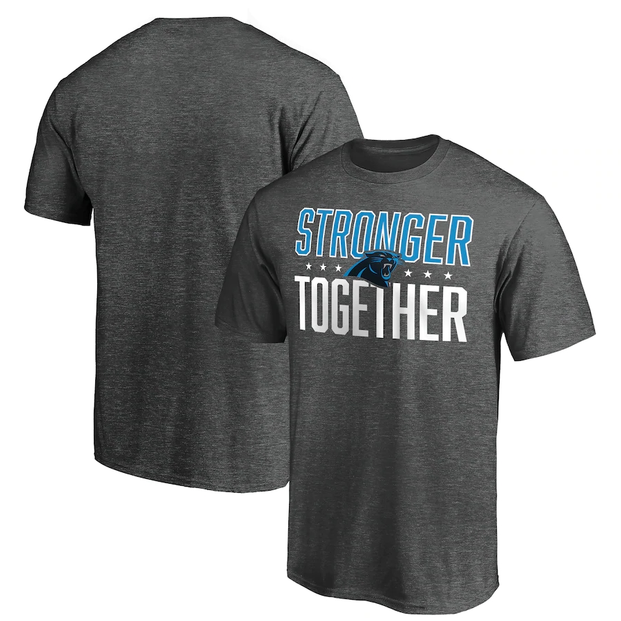 Men's Carolina Panthers Heather Charcoal Stronger Together T-Shirt
